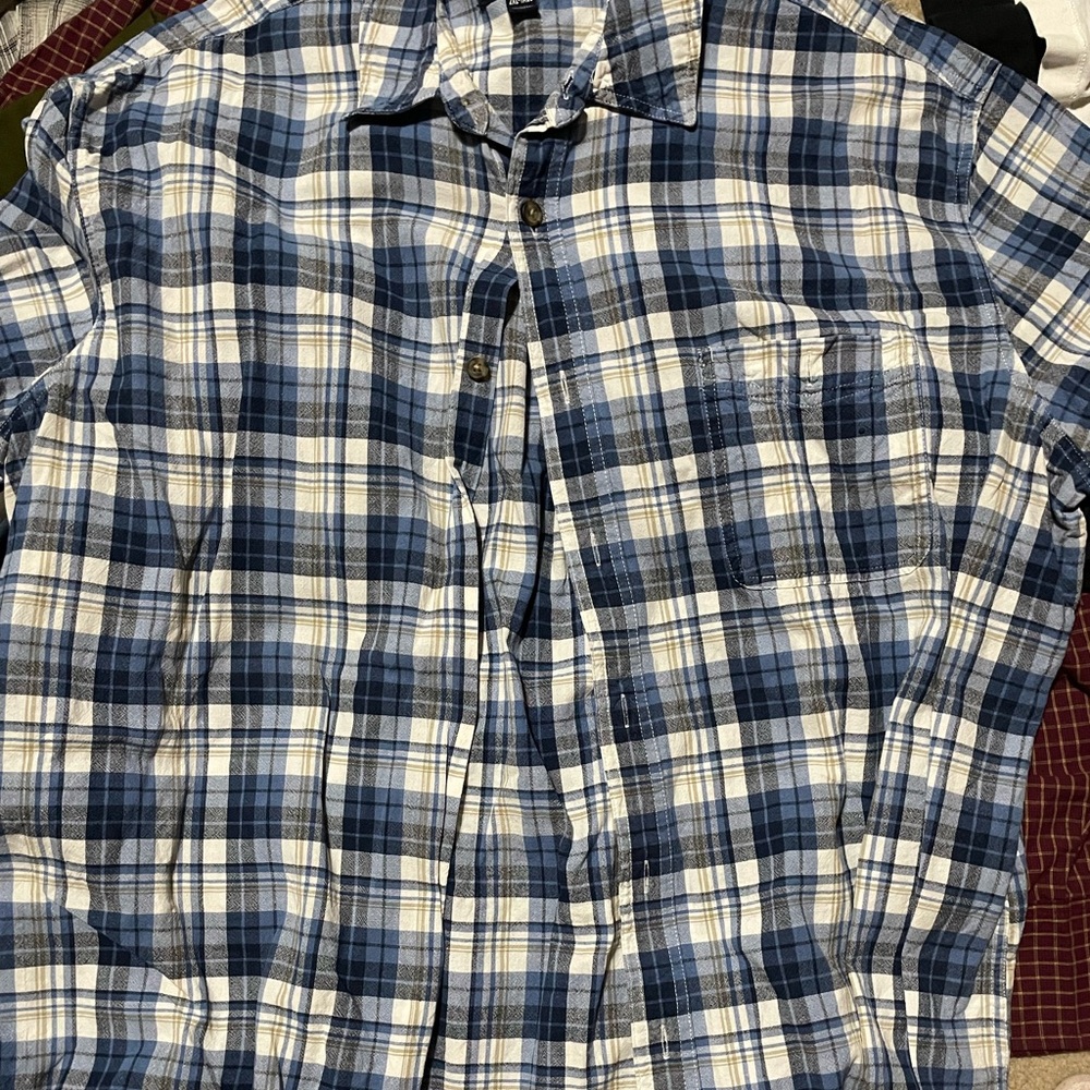St. John's Bay Navy and White Plaid Casual Shirt